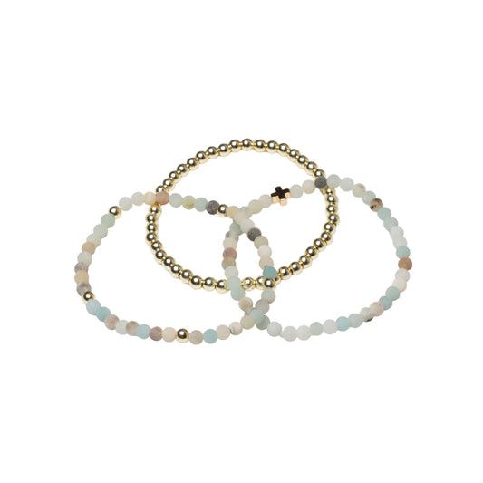 Amazonite Stone Bead Faith Stack