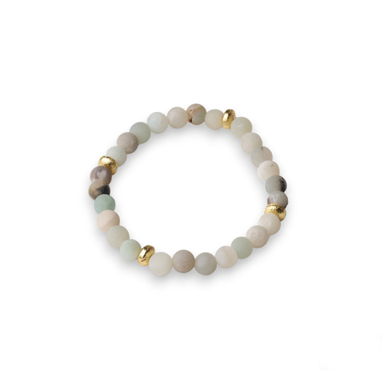 Amazonite Stone and Gold Bead Bracelet