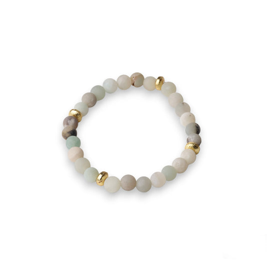 Amazonite Stone and Gold Bead Bracelet
