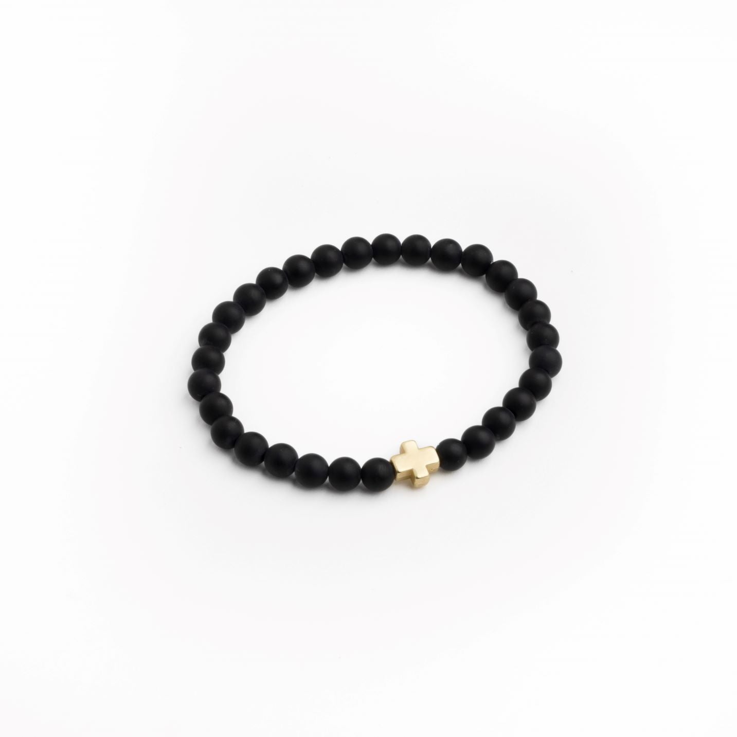 Black Onyx Stone Cross Bracelet