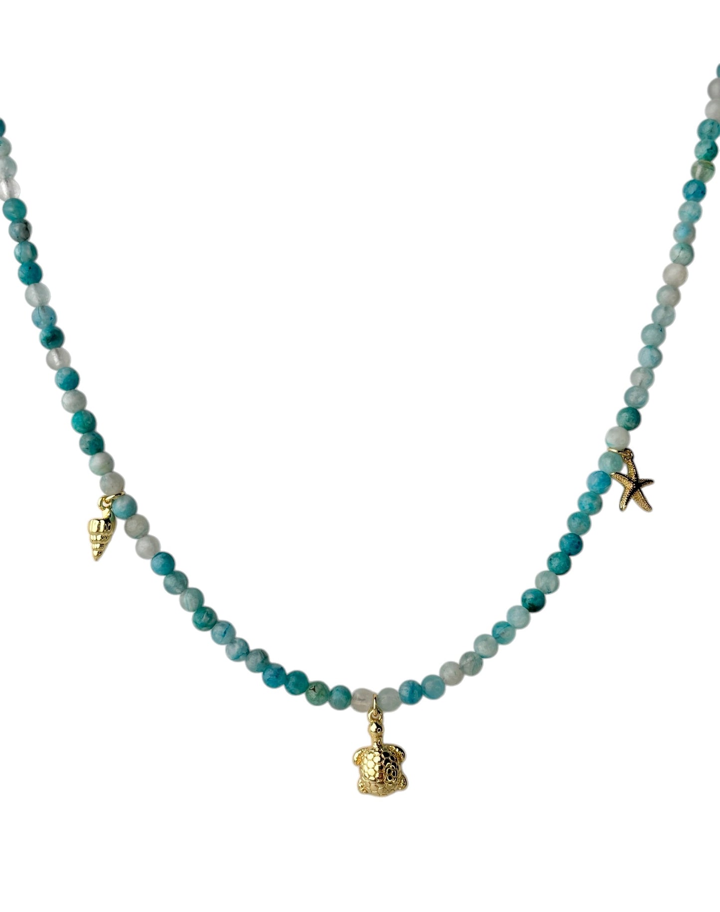 Aqua Blue Beach Charm Necklace