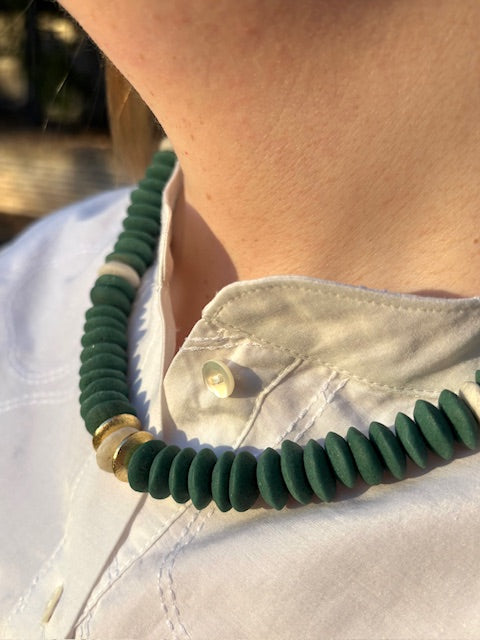 Chunky Green Ashanti Bead Necklace