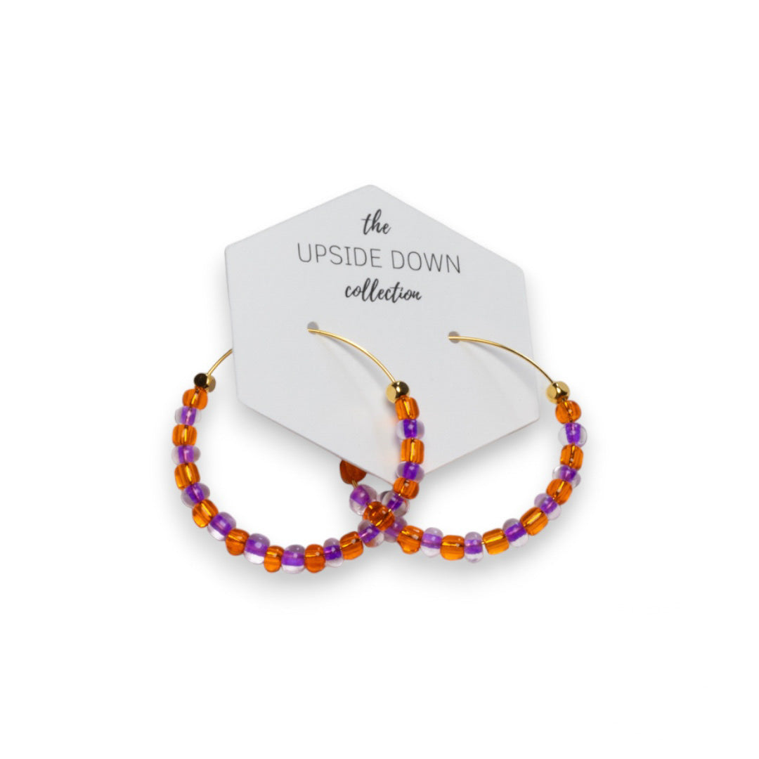 Clemson Crystal Seed Bead Earrings