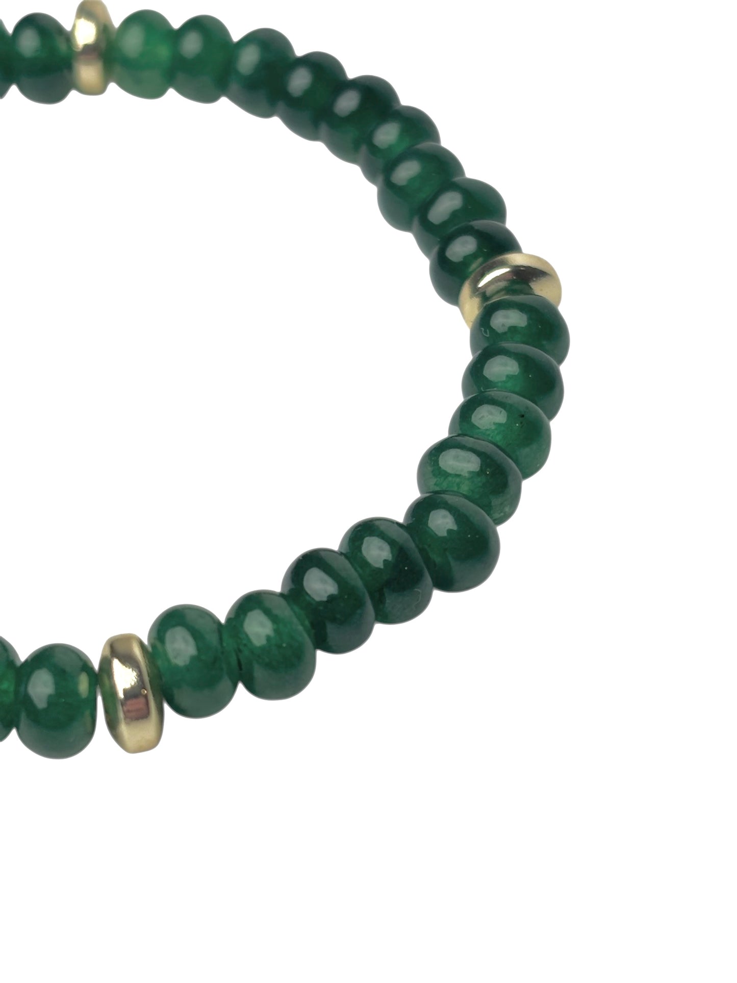 Festive Green Dyed Jade and Gold Bead Bracelet