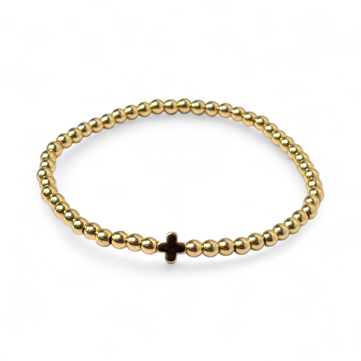 Gold Bead and Gold Cross Bracelet