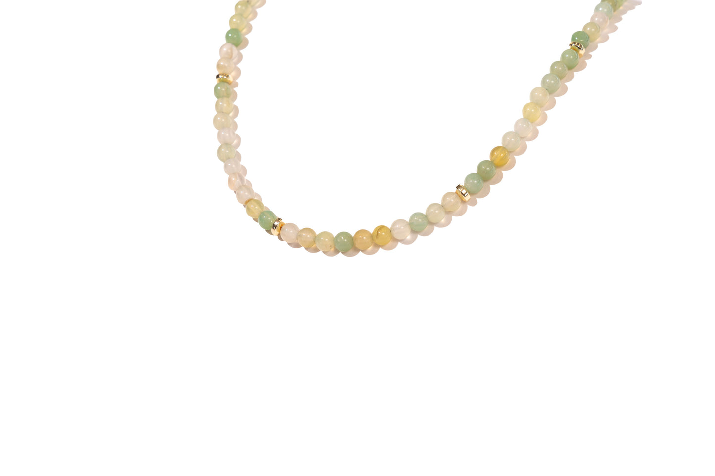 Light Aqua and Green Chalcedony and Gold Bead Necklace