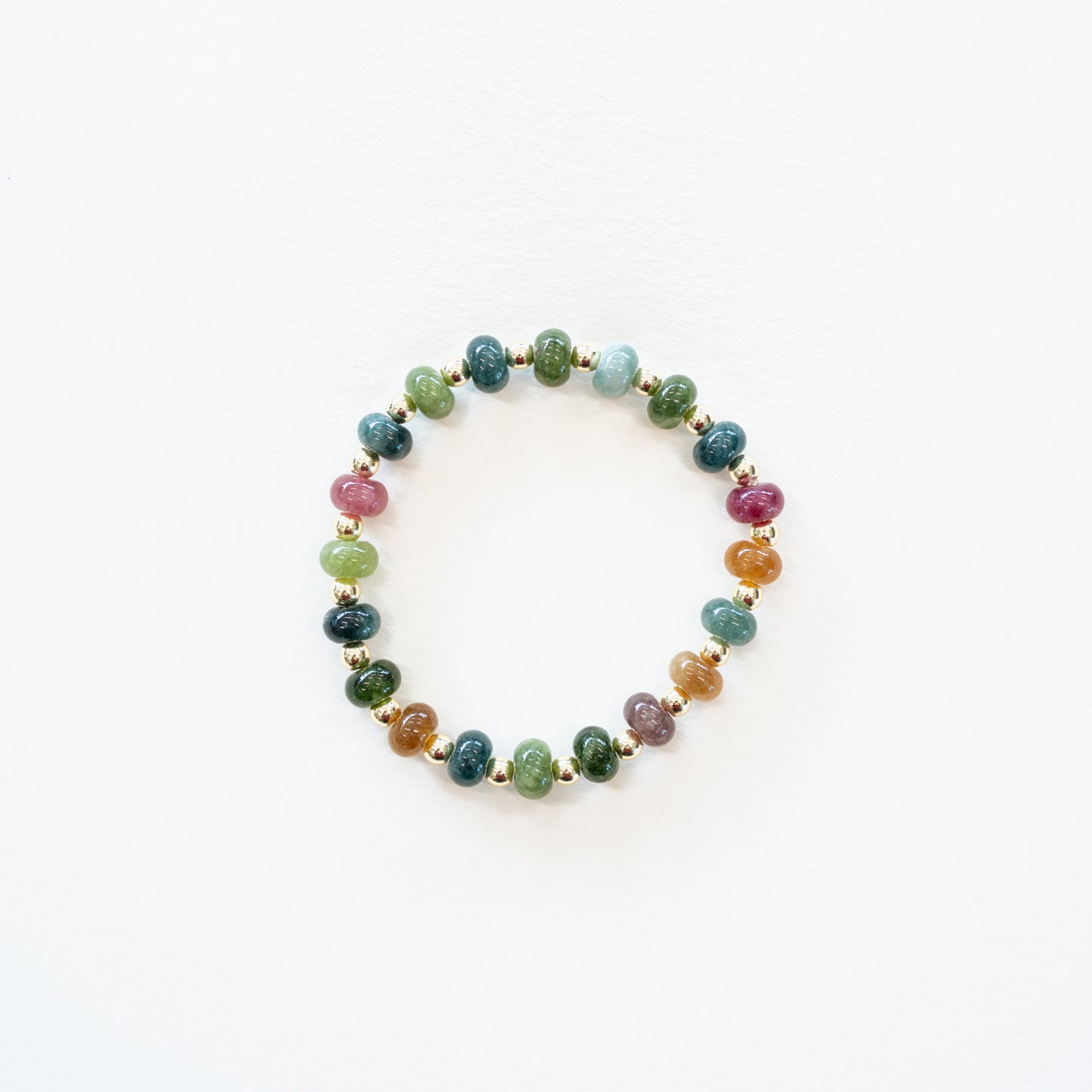 Hunter Mosaic and Gold Bead Bracelet