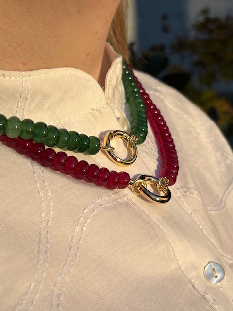 Forest Green Jade Bead Necklace