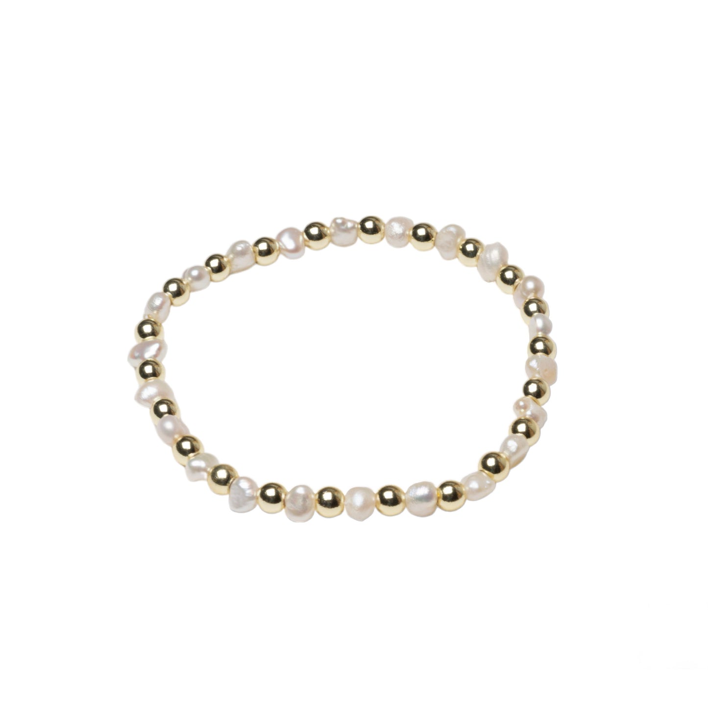 Fresh Water Pearl and Gold Bead Bracelet