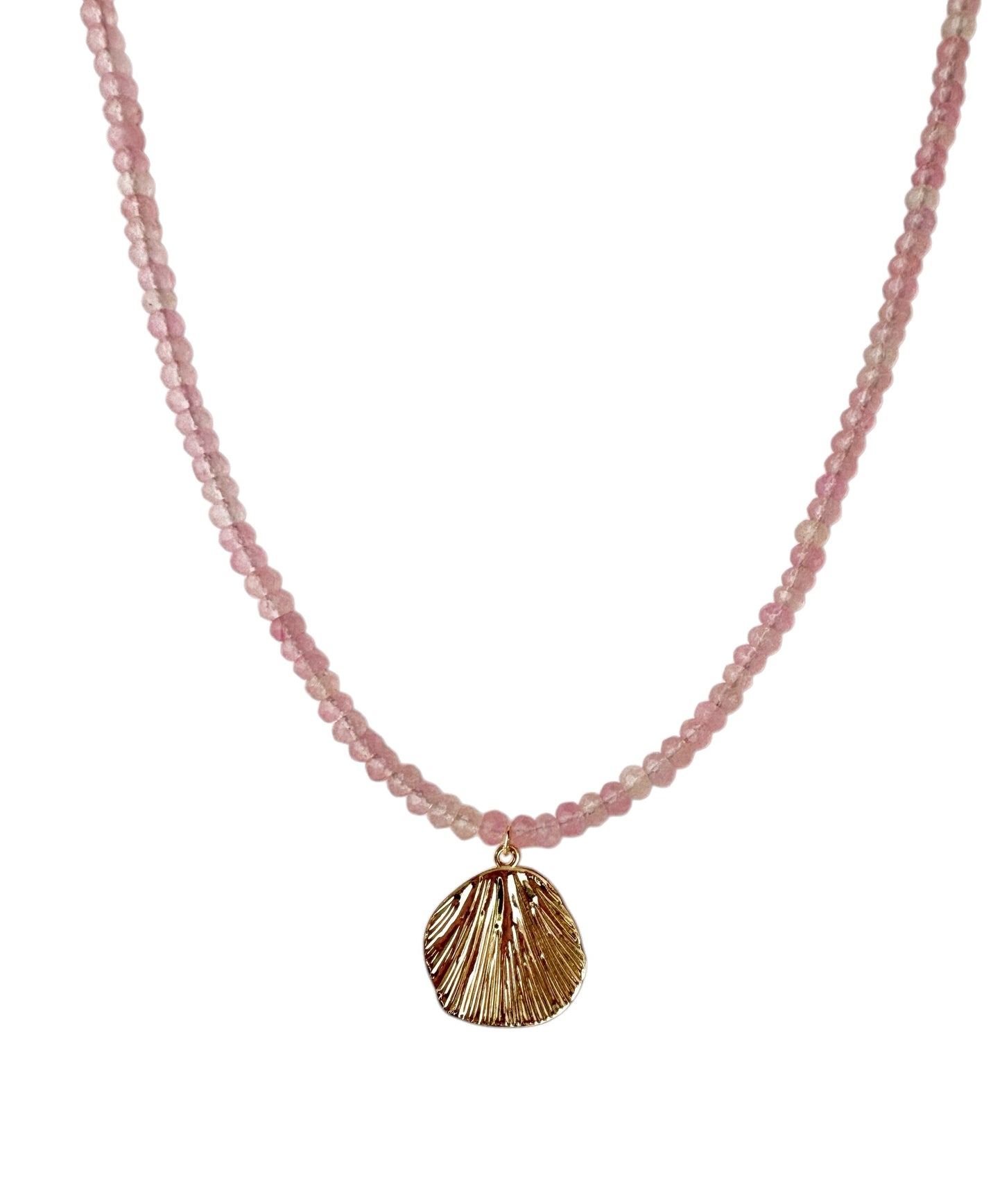 Light Pink Bead Shell Charm Necklace