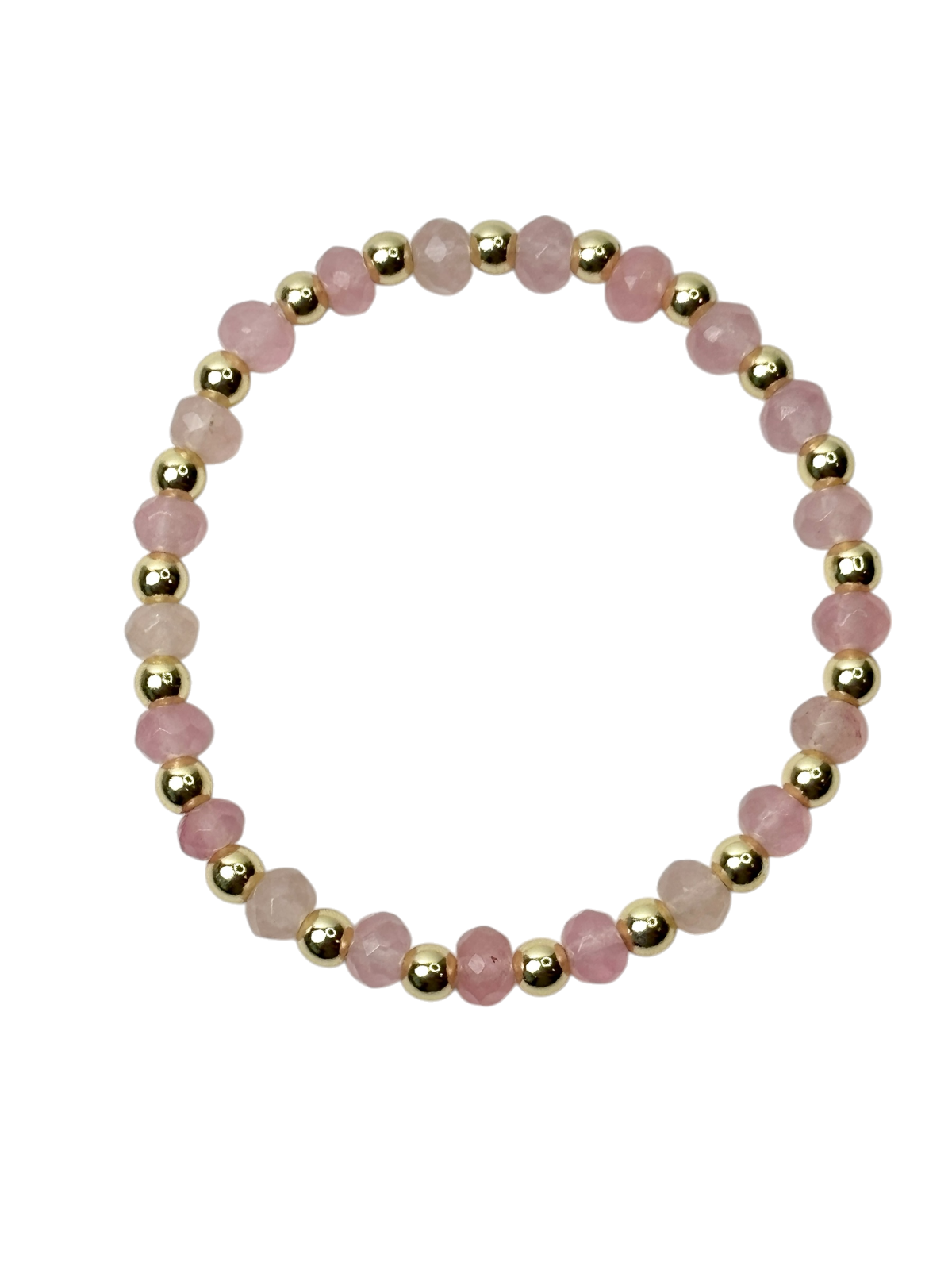 Rose Pink Faceted and Gold Bead Bracelet