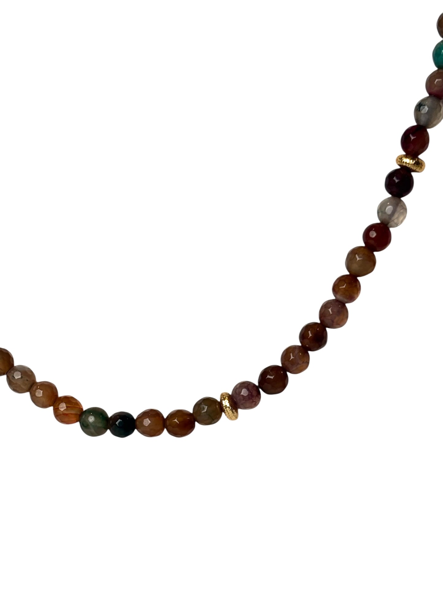 Mixed Brown Agate and Gold Bead Necklace