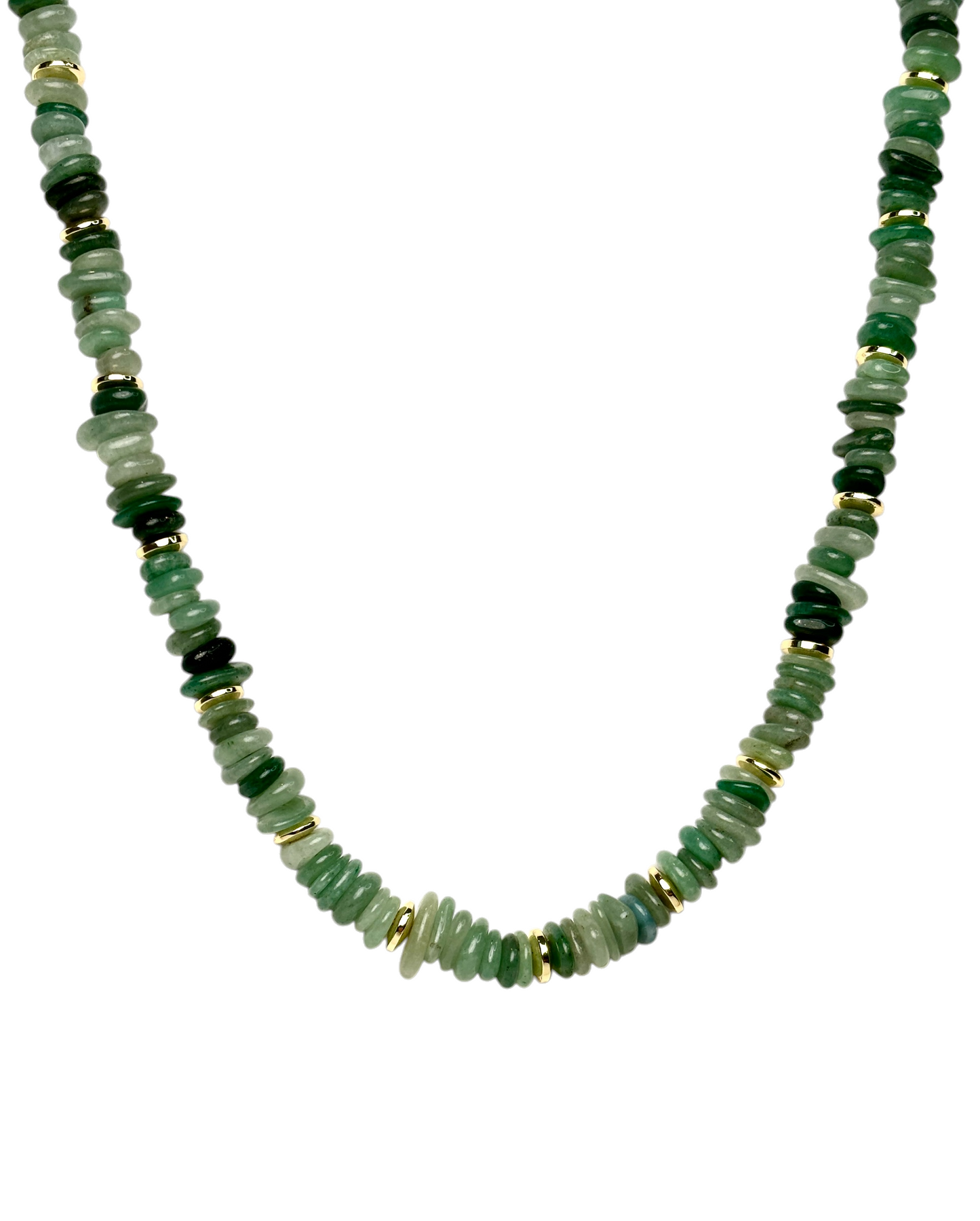 Chunky Green and Gold Disc Necklace
