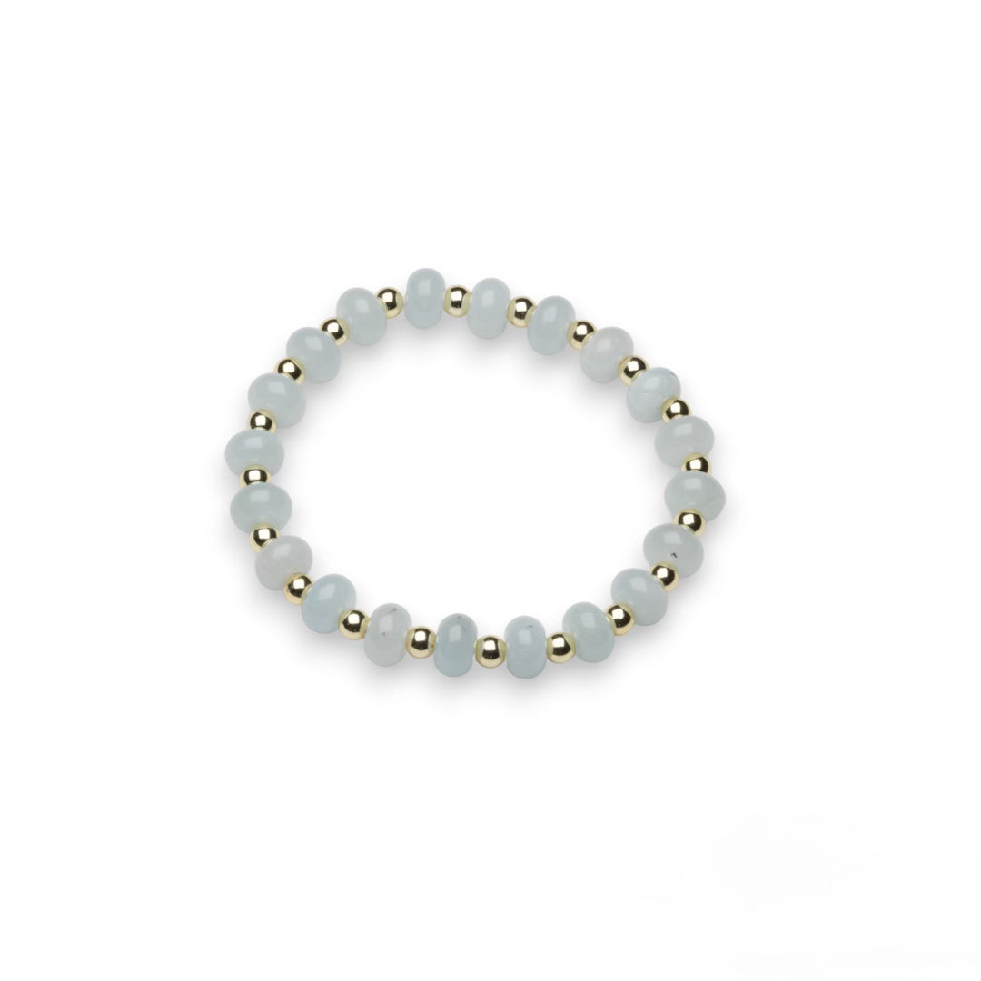 Light Blue and Gold Bead Bracelet
