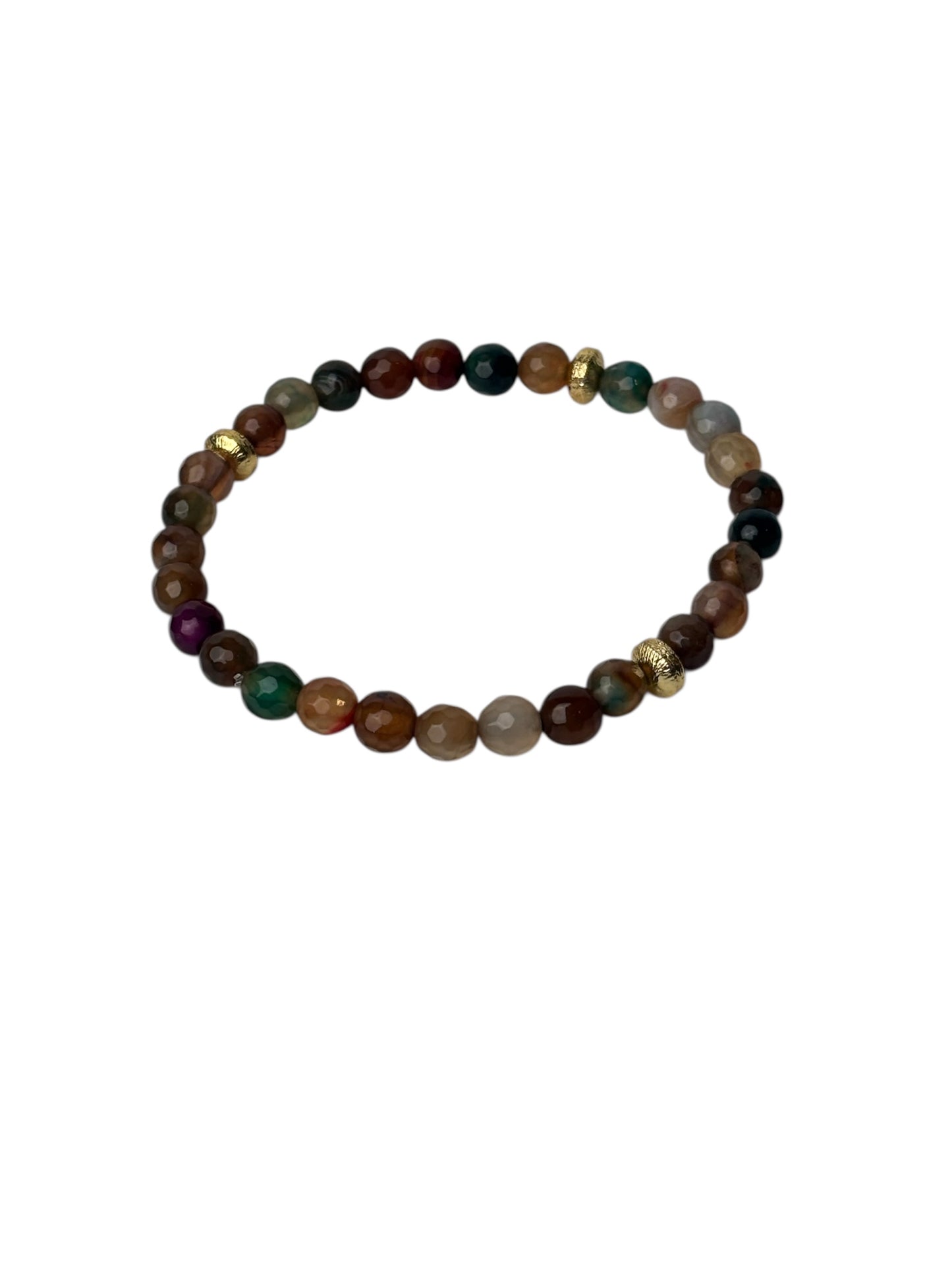 Mixed Brown Agate and Gold Bead Bracelet