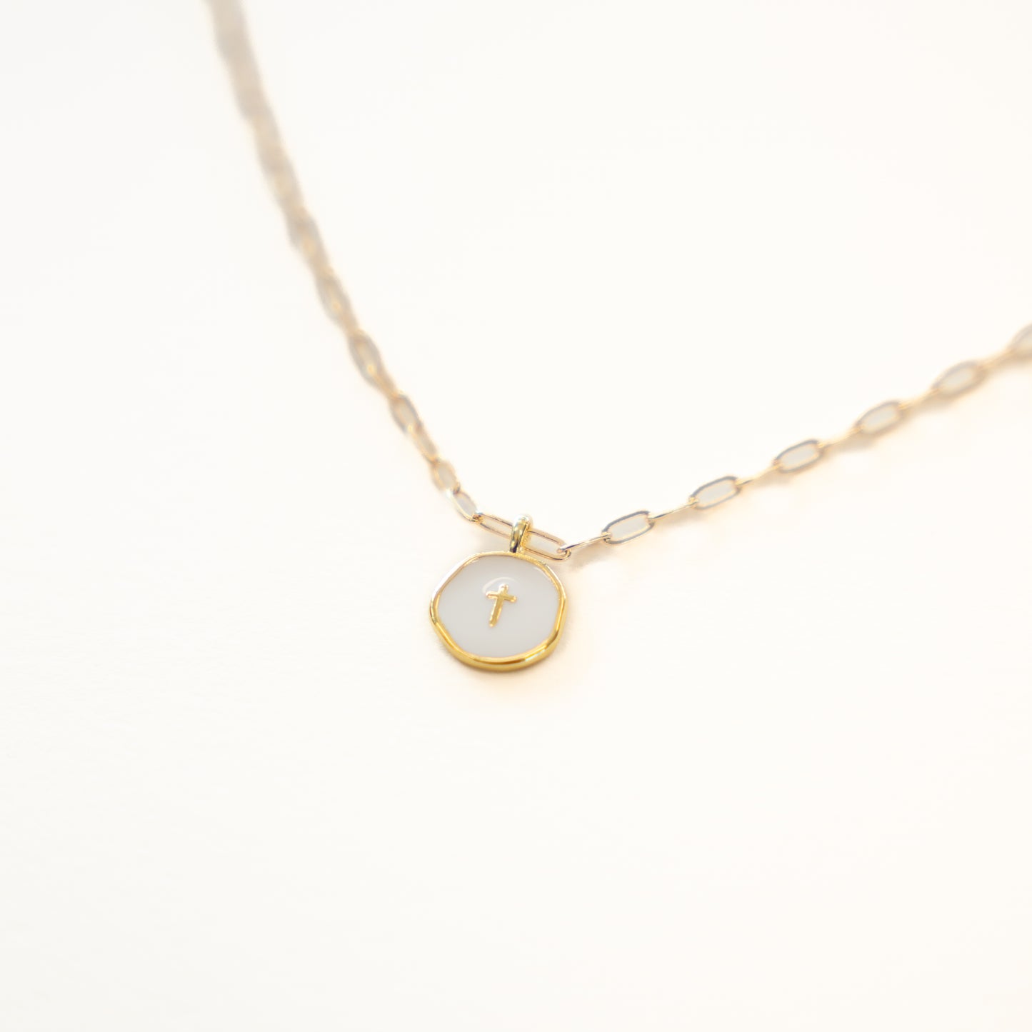 White Cross Charm Necklace