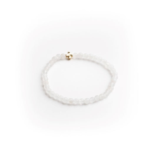 White Glass Bead Cross Bracelet