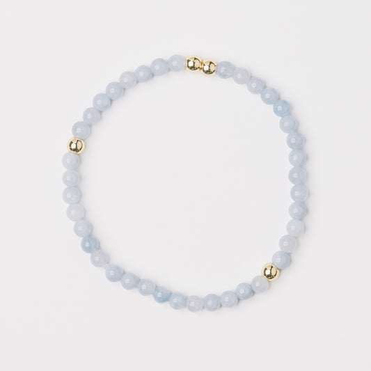 Blue Agate and Gold Bead Bracelet