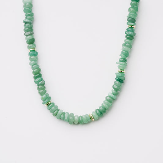 Chunky Green and Gold Disc Necklace