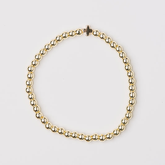Gold Bead and Gold Cross Bracelet
