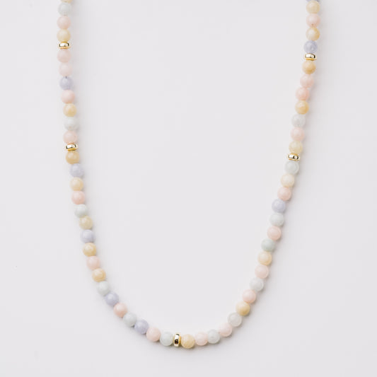 Blue and Pink Pastel Morganite Dyed Jade Necklace