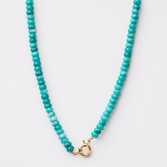 Teal Rondelle Beaded Necklace