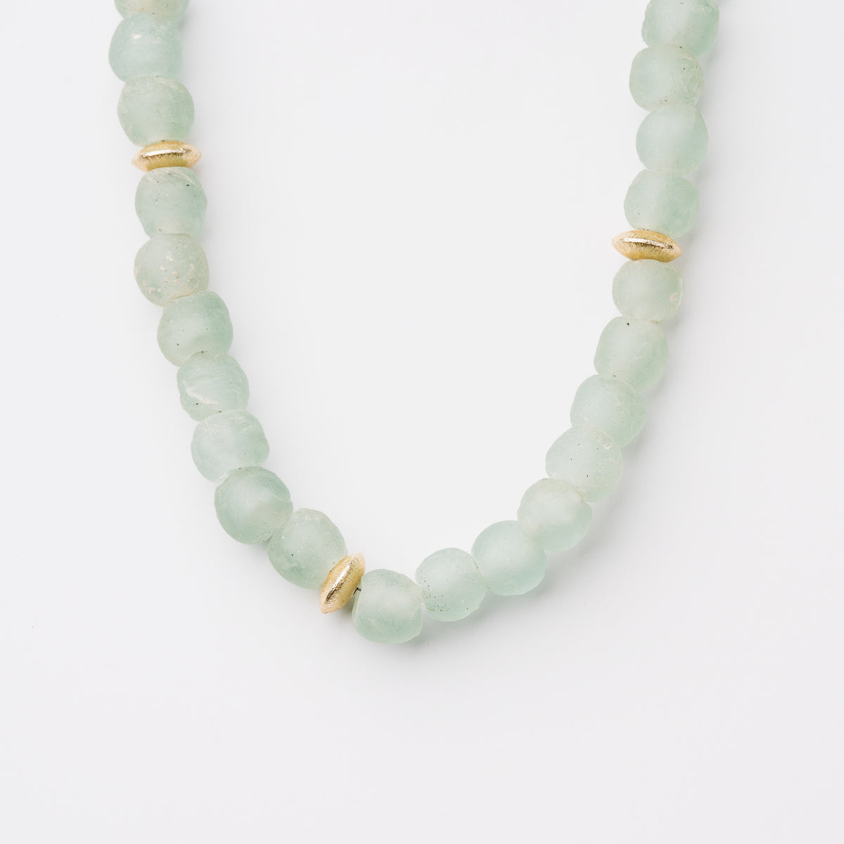 Chunky Aquamarine Recycled Glass Bead Necklace