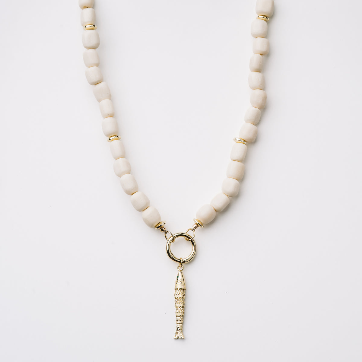 Cream and Gold Fish Necklace
