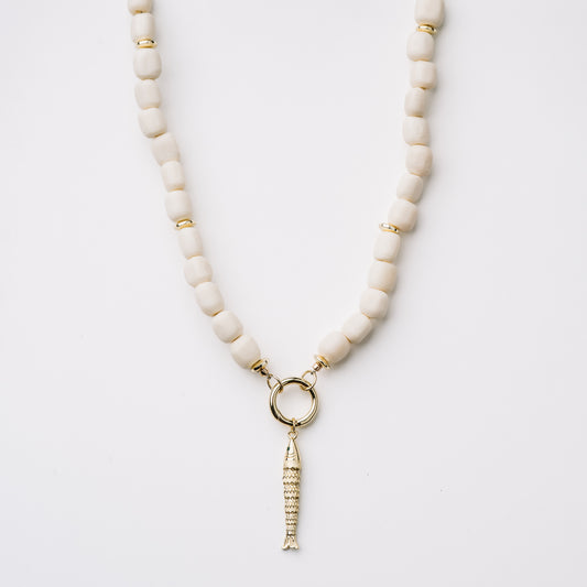 Cream and Gold Fish Necklace