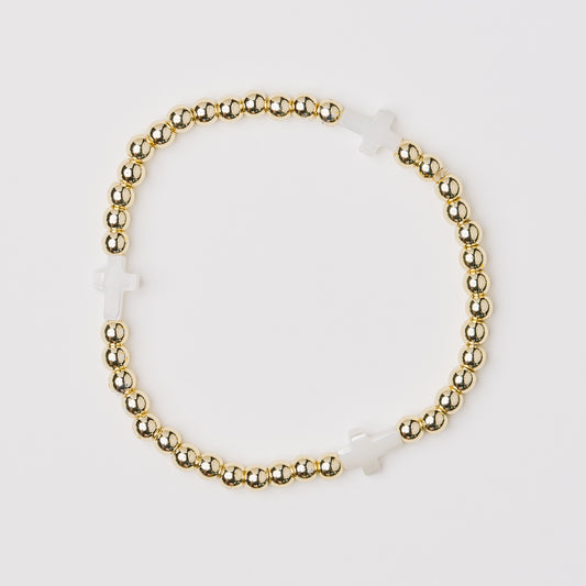 Mother of Pearl Cross Bracelet
