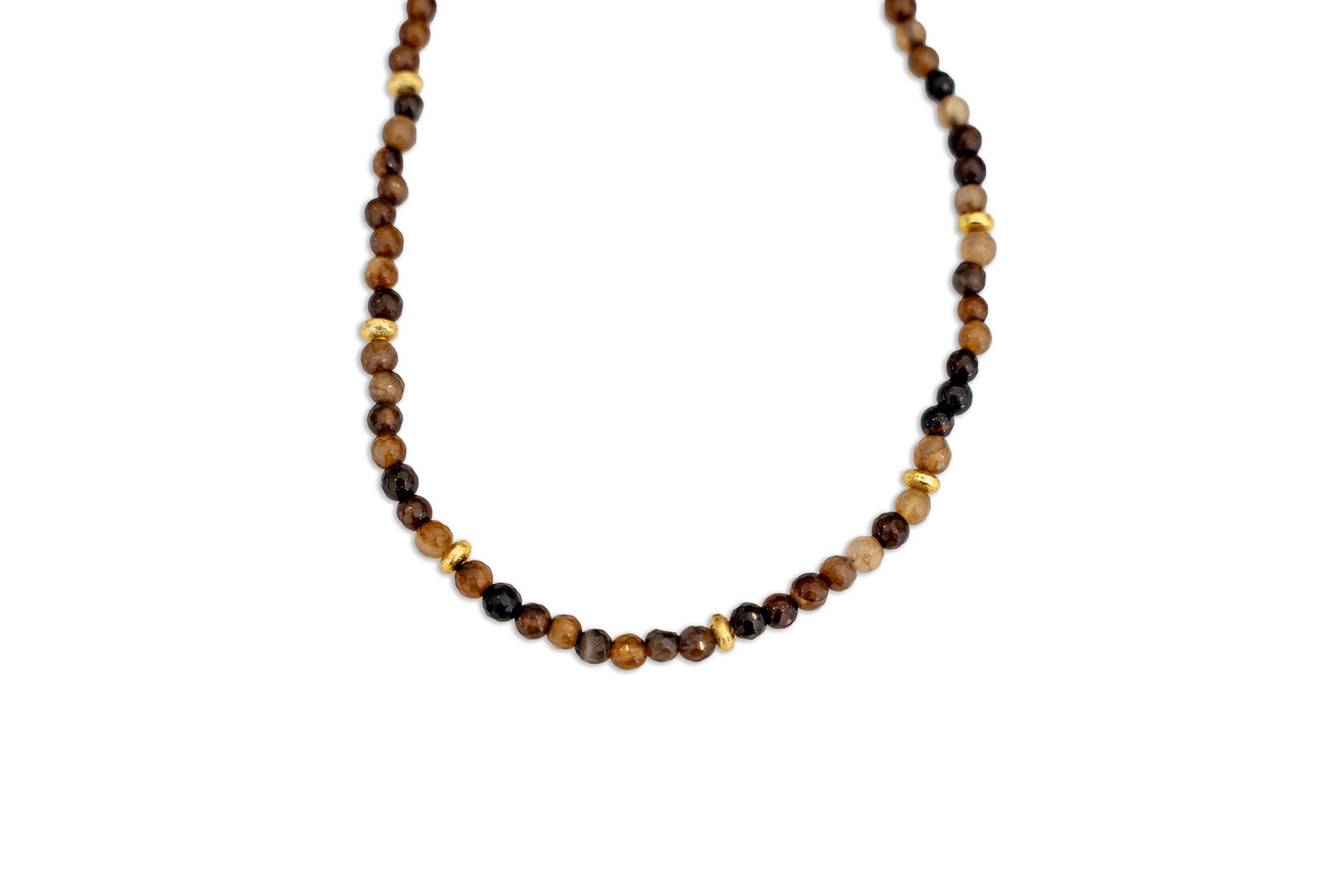 Espresso Agate and Gold Bead Necklace