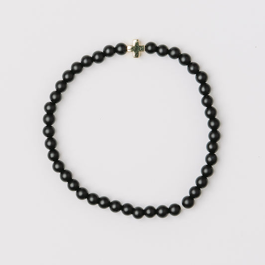 Black Onyx Stone Cross Bracelet
