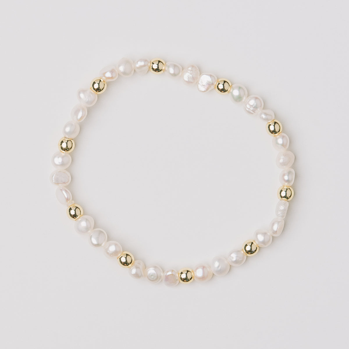 Fresh Water Pearl and Gold Bead Bracelet