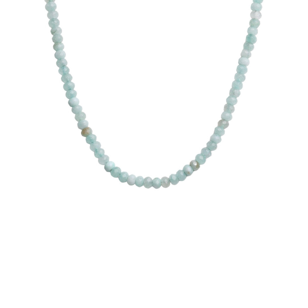 Aqua Marine Jade Rondelle Bead Necklace