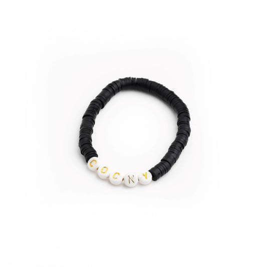 Black Heishi Bracelet with "Cocky" or "USC" lettering.