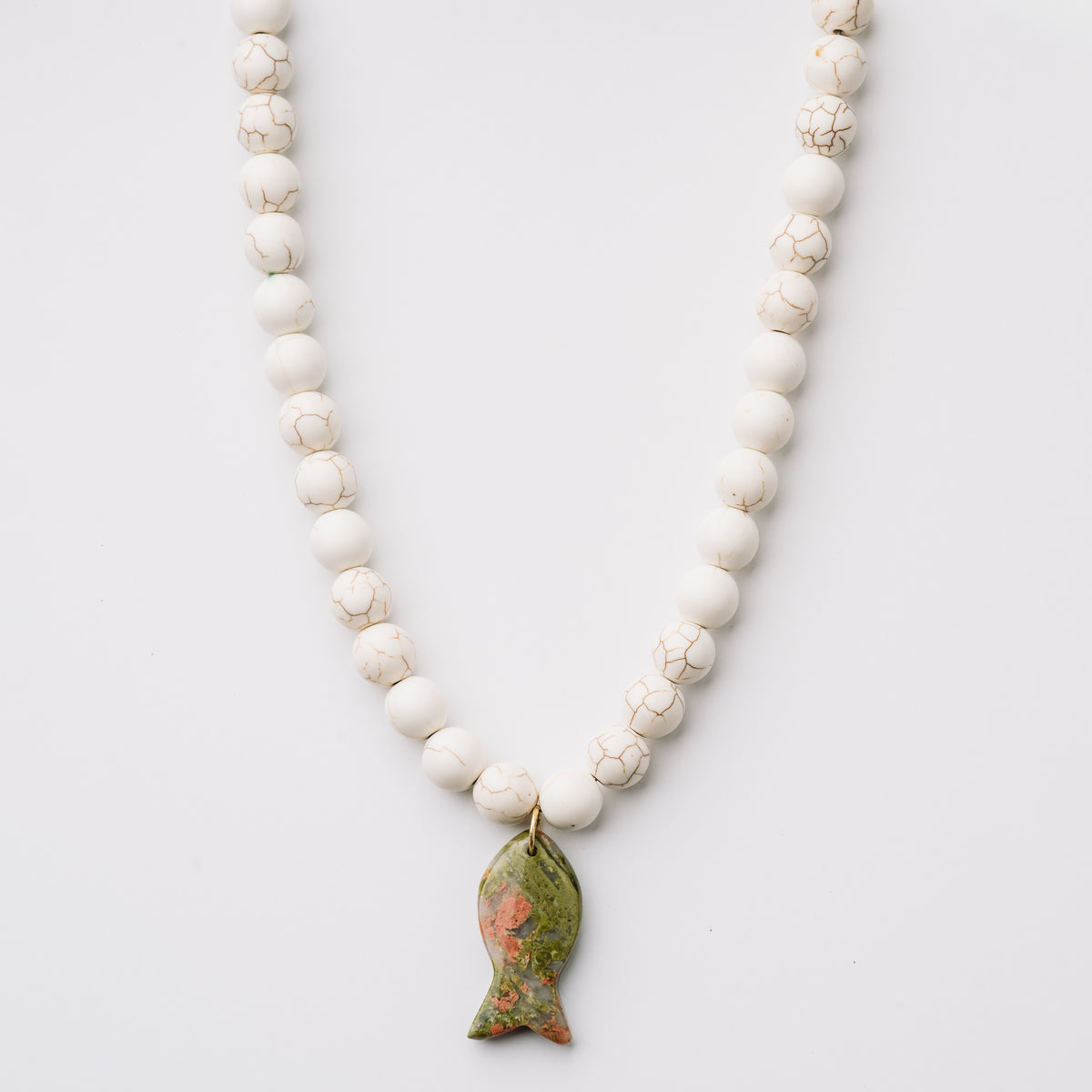Stone Fish Charm Necklace