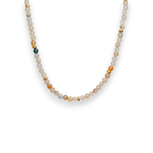 Fall Agate and Gold Bead Necklace