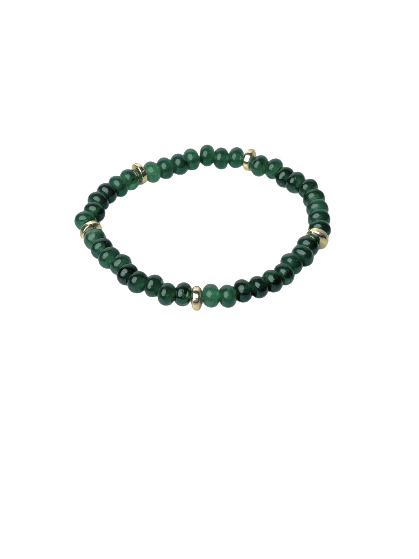 Festive Green Dyed Jade and Gold Bead Bracelet