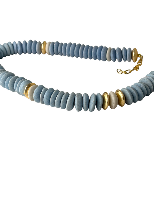 Powder Blue Ashanti Bead Necklace