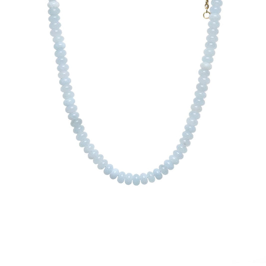 Light Blue Jade Rondelle Bead Necklace