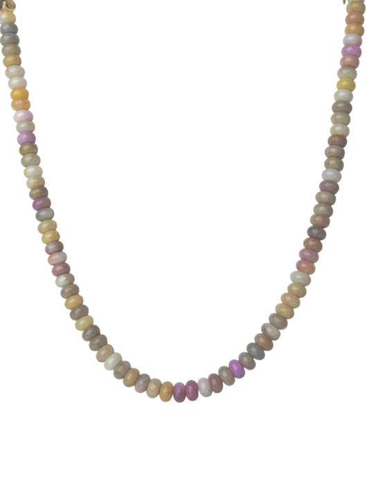 Mixed Purple and Cream Rondelle Bead Necklace