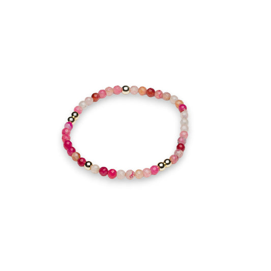 Pink Agate and Gold Bead Bracelet
