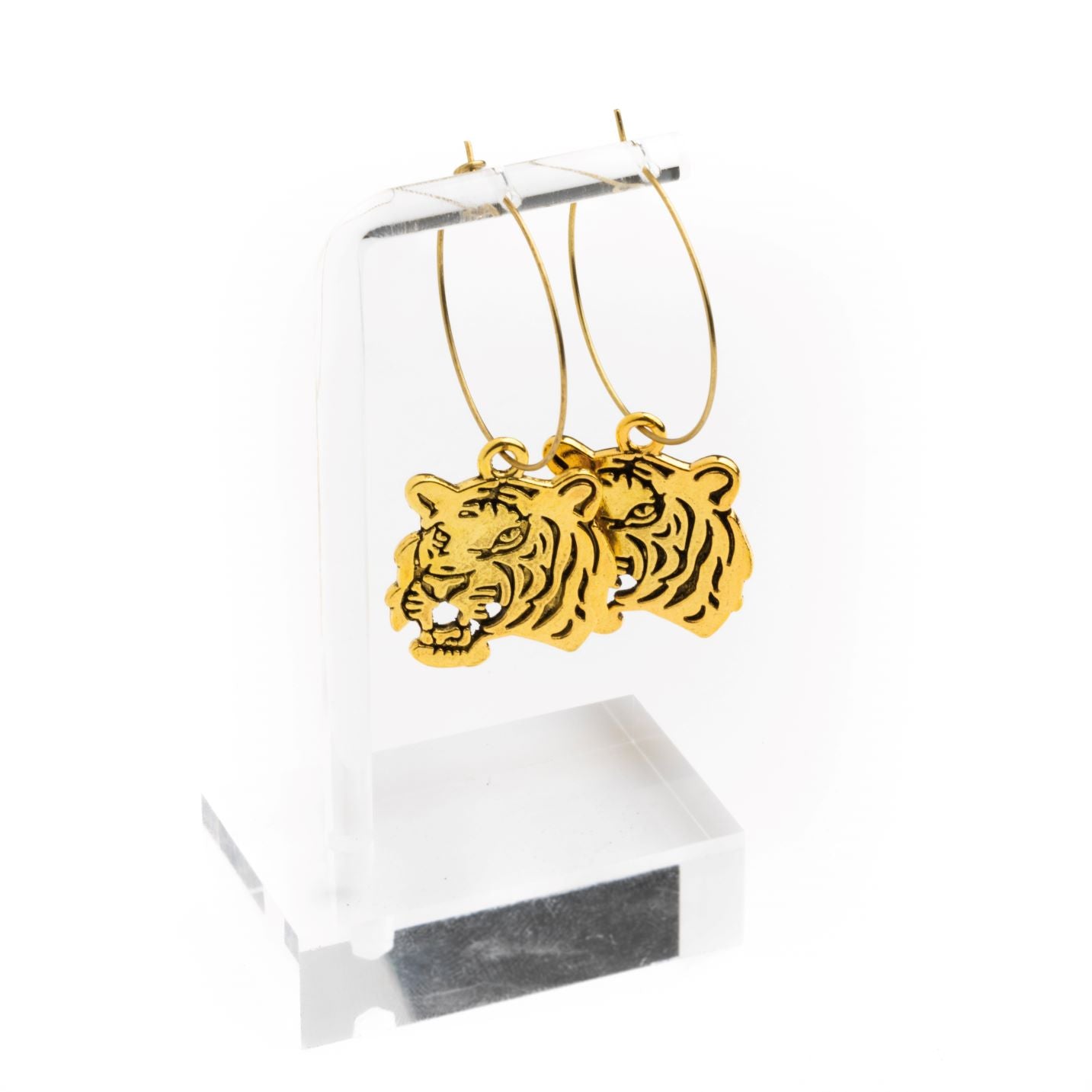 Round Tiger Charm Earrings
