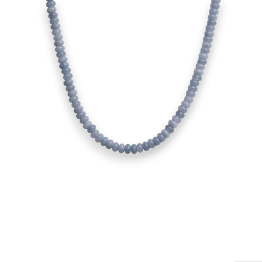 Smokey Blue Jade Rondelle Bead Necklace