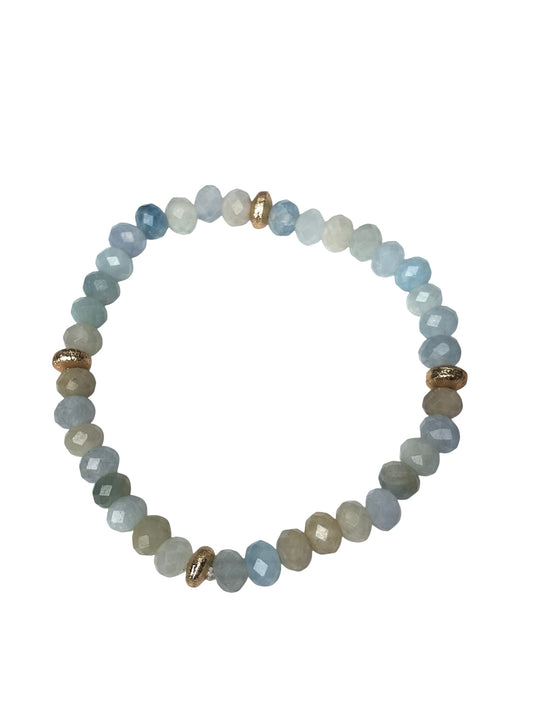 Blue/Pink Morganite and Gold Bead Bracelet