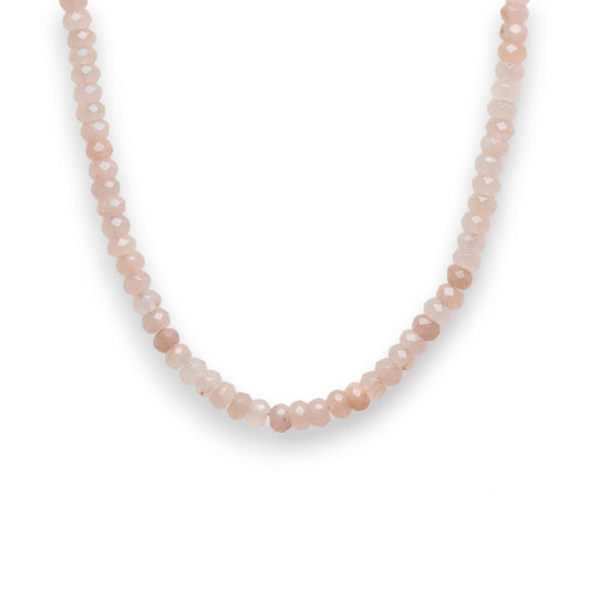 Blush Dyed Jade Faceted Rondelle Bead Necklace