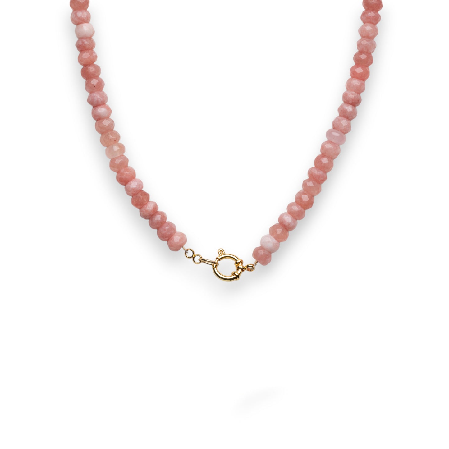 Blush Mauve Faceted Crystal Bead Necklace with Round Clasp